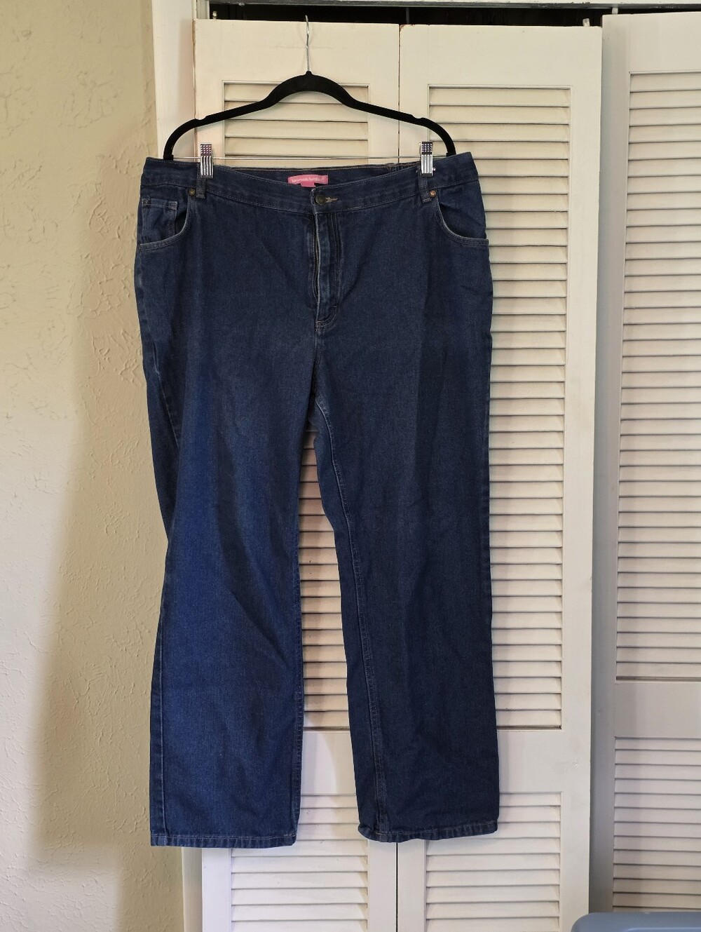 Woman Within 16W Dark Wash Jeans Elastic Waist Straight Leg Plus Size